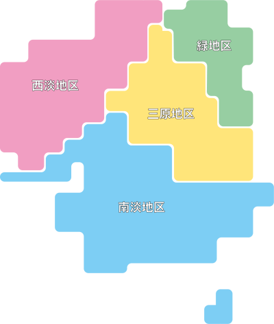 旧４町地図（デフォルメ）地名入り - 縮小