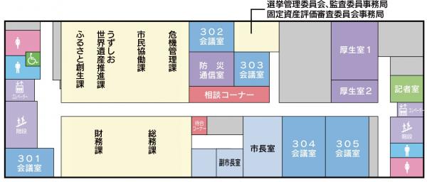 本館３階の配置図