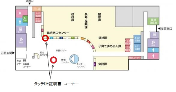 南あわじ市役所本館１階ロビーの図