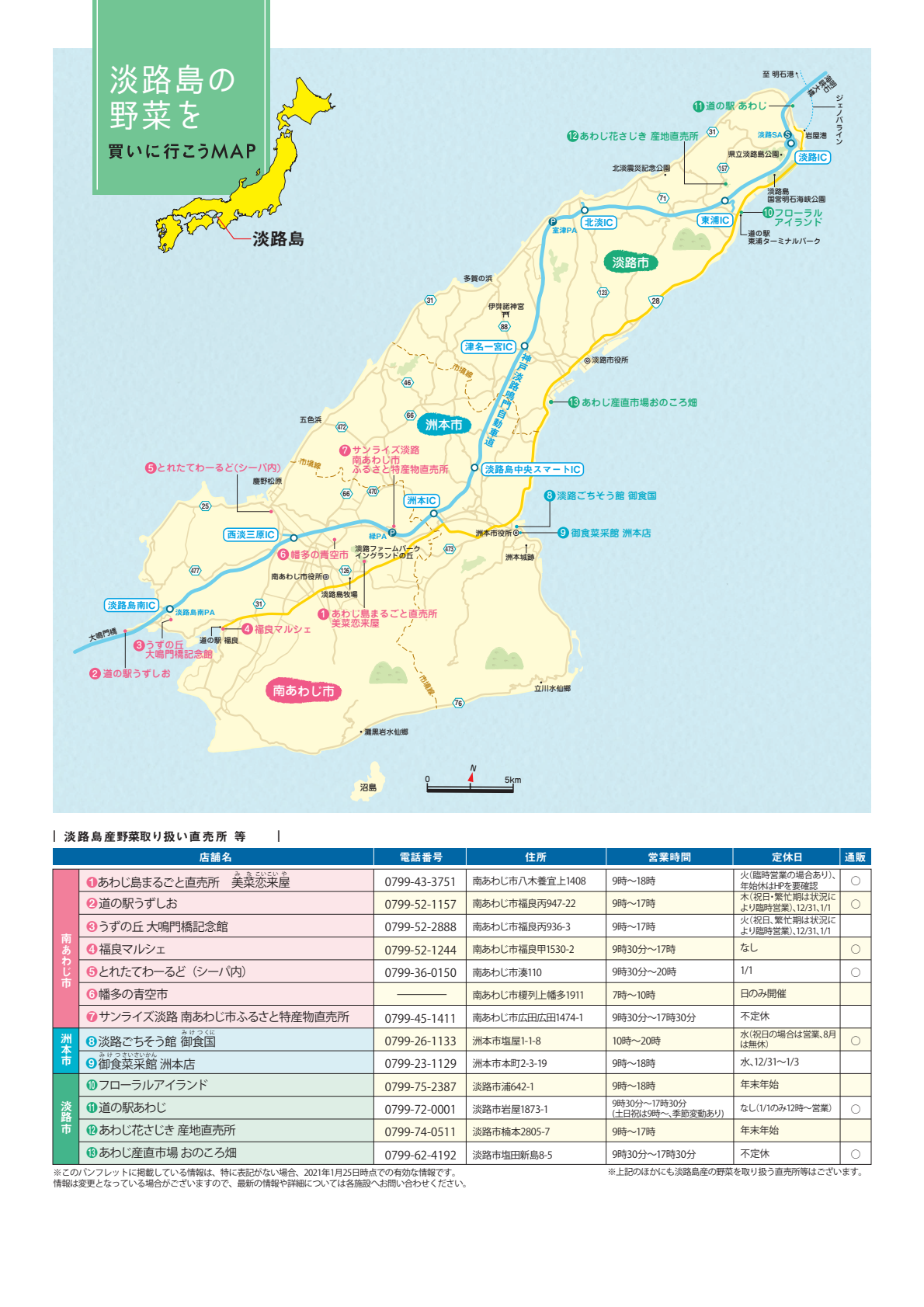 島内野菜直売所マップ