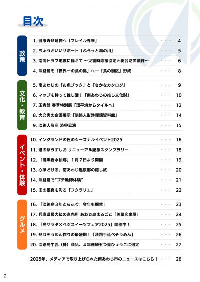 「旬だより」冬号 目次