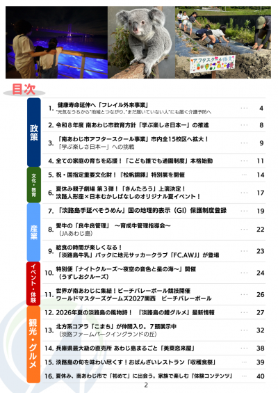 南あわじ市旬だより夏号目次