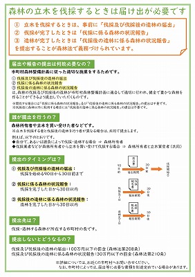 伐採及び伐採後の造林の届出等の制度のパンフレット